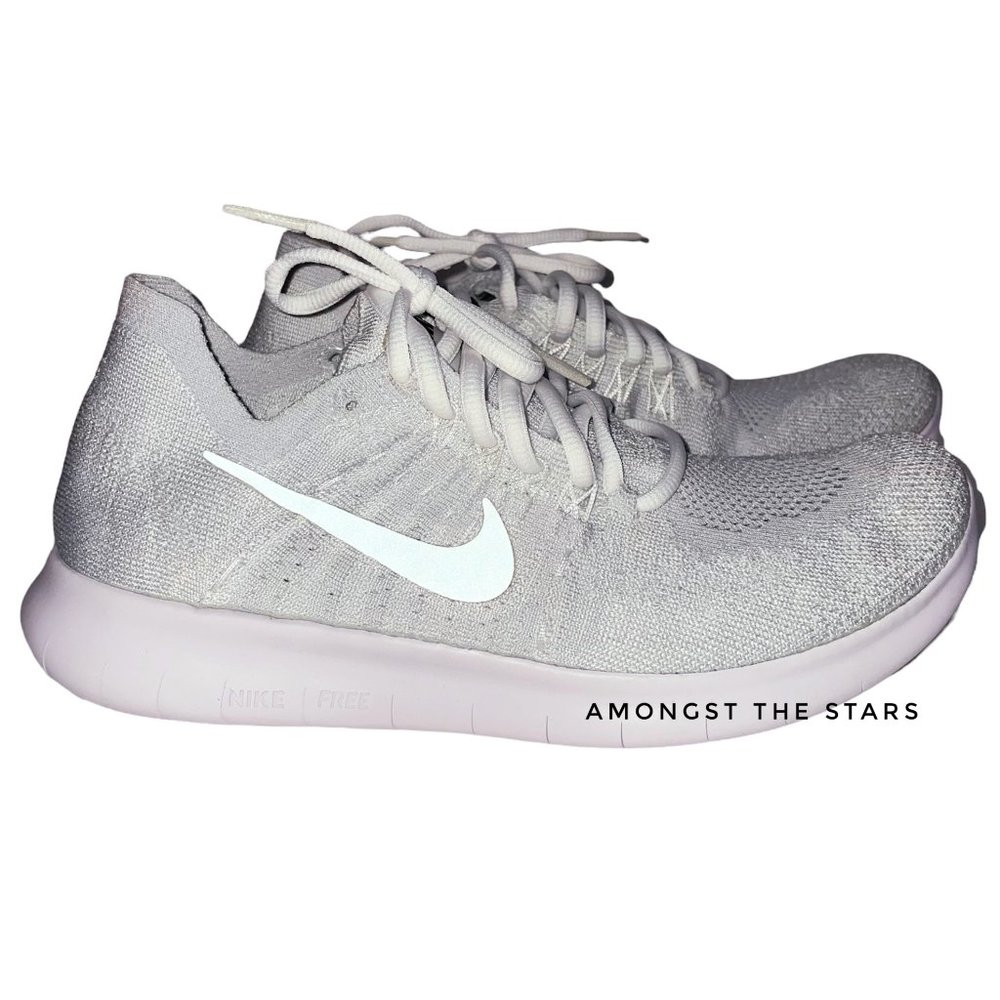 Nike Free RN Flyknit 2017 White Pure Platinum Running Sneakers 880844-100 - Picture 3 of 10